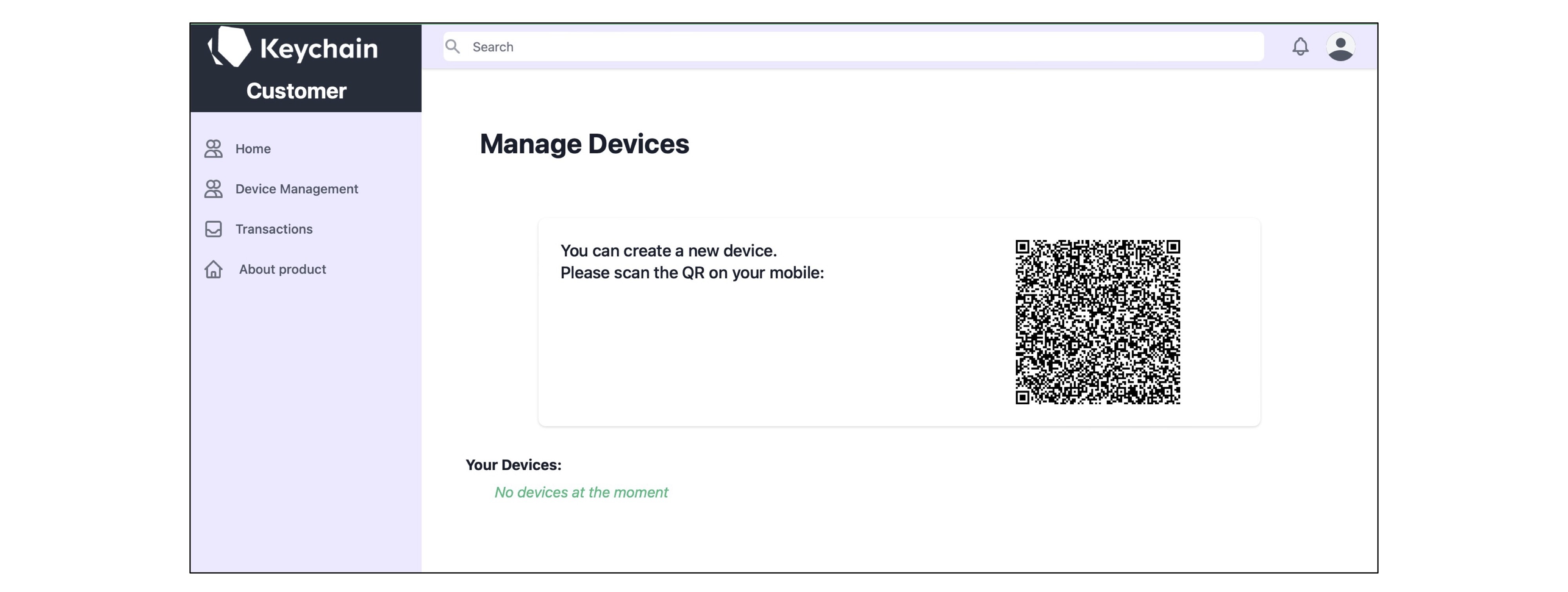 Issuer Consumer Web Manage Devices Page